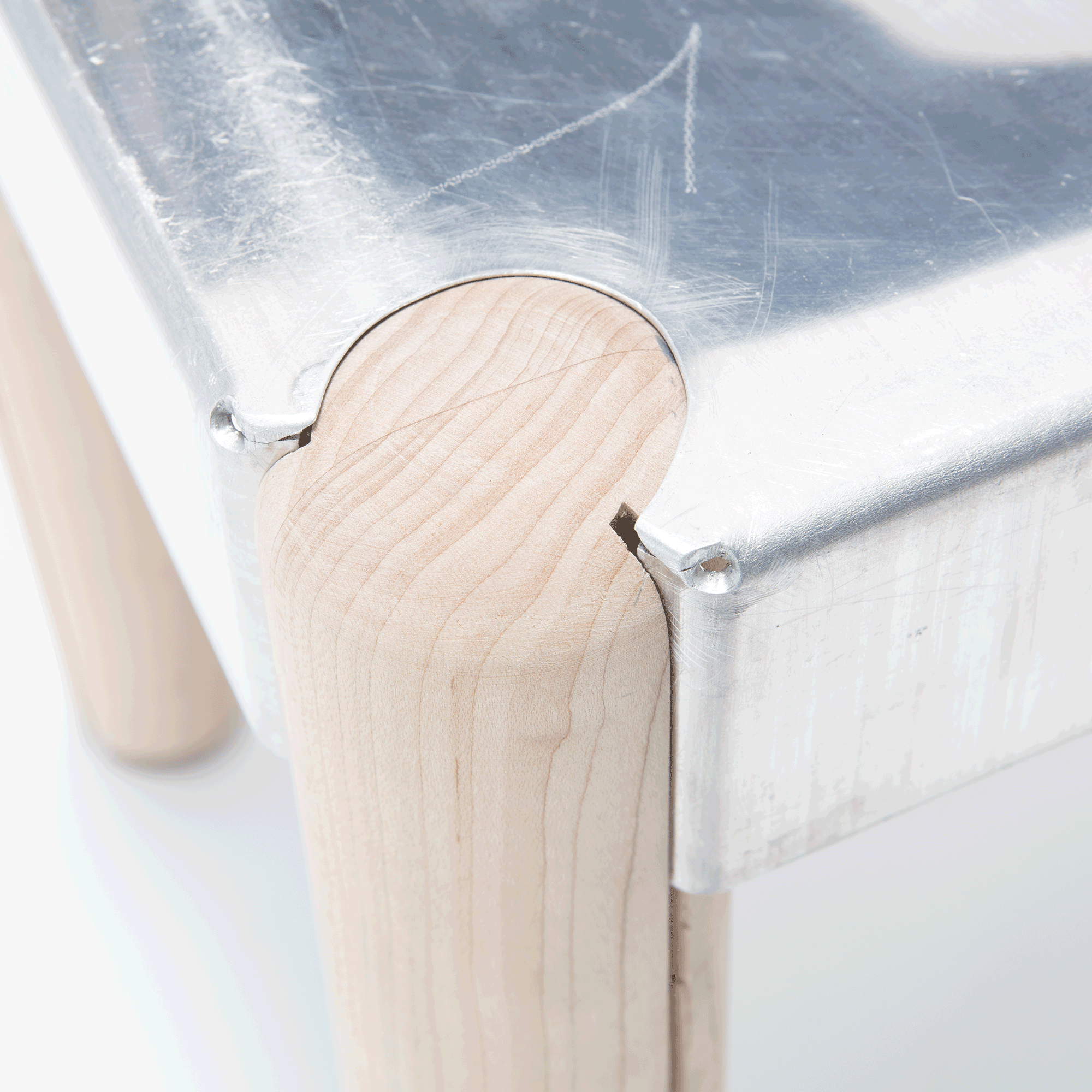 Chair: aluminium sheet and maple wood; 2024