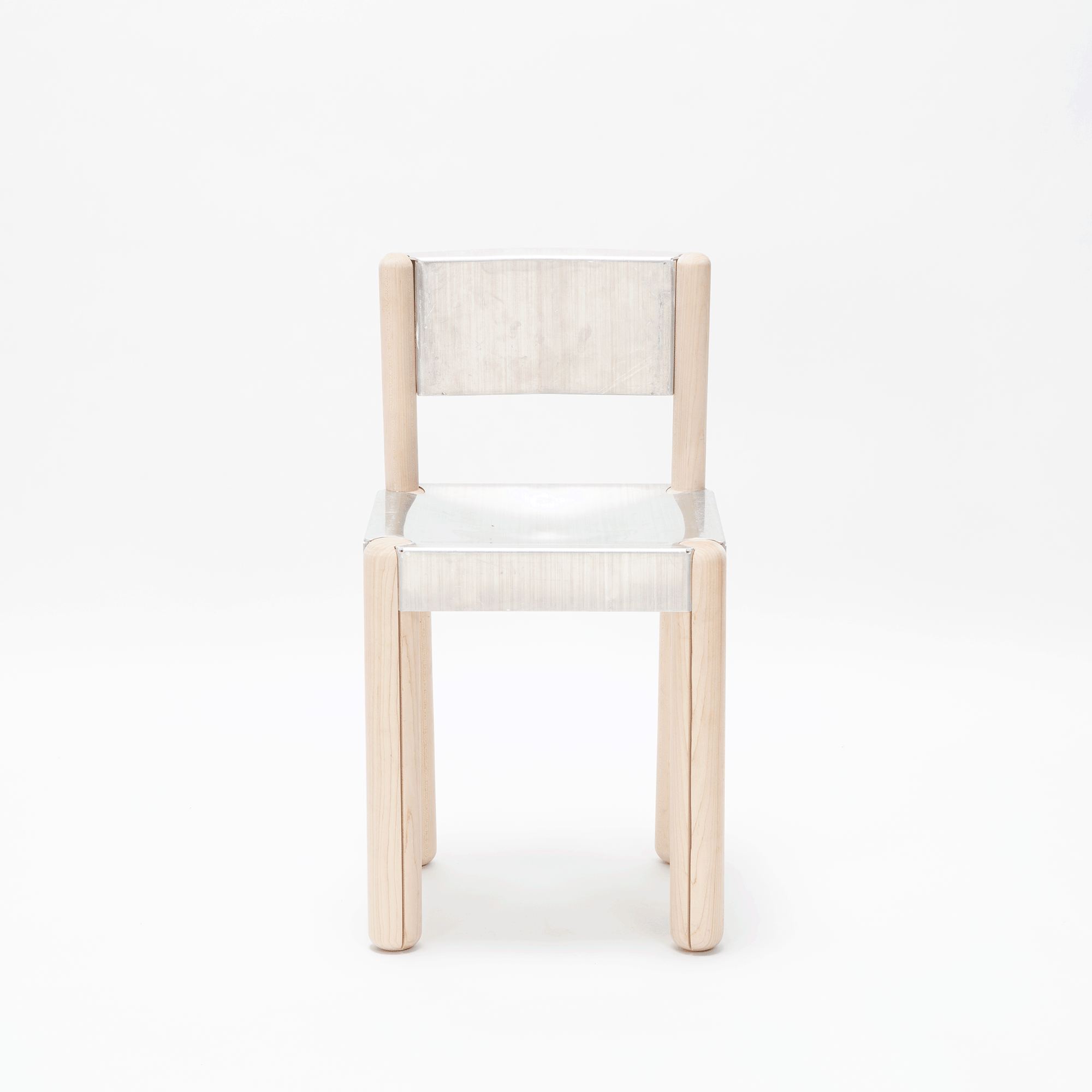 Chair: aluminium sheet and maple wood; 2024