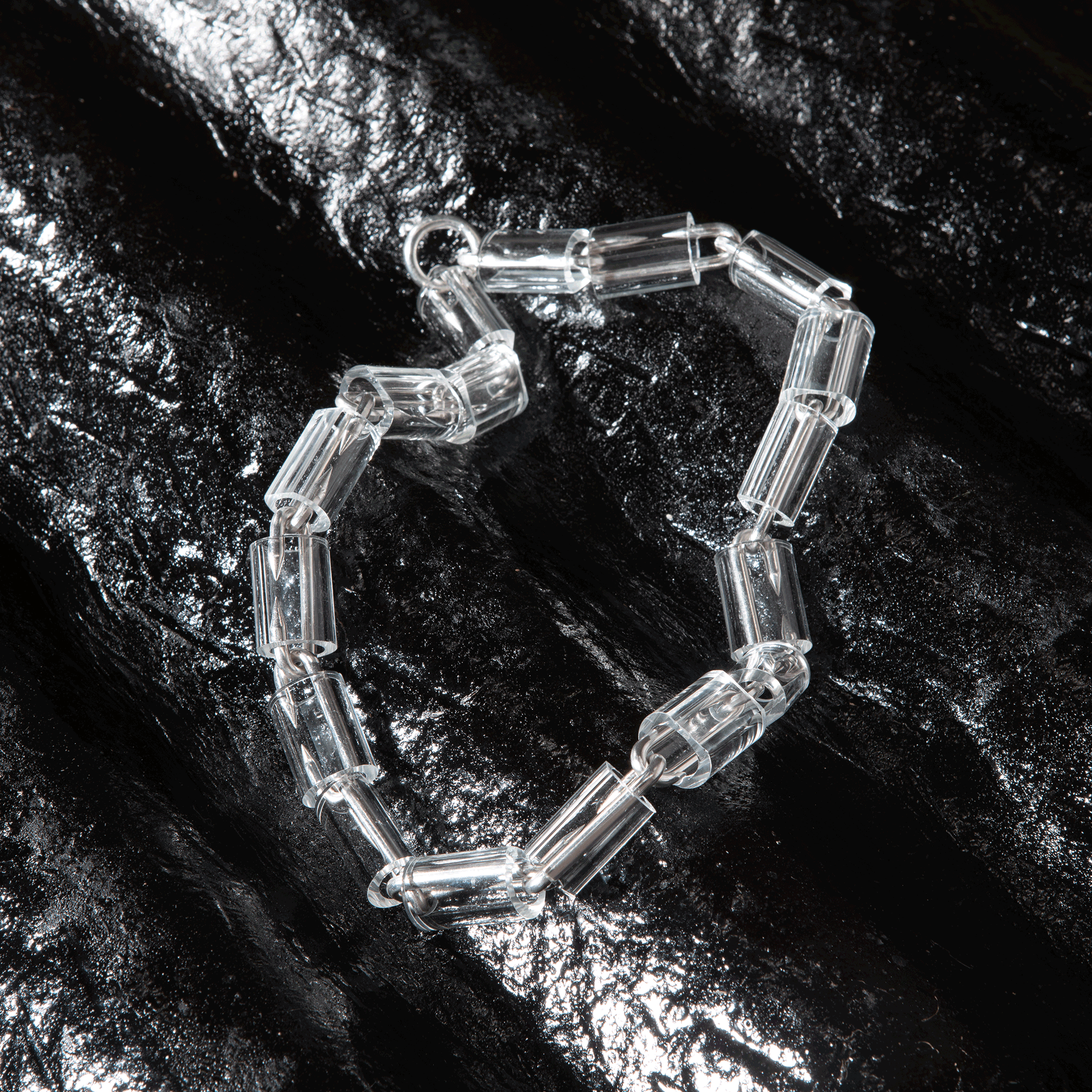 Necklace: silver plated copper and borosilicate glass; 2025